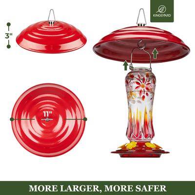 Show full view: Kingsyard Metal Weather Protective Dome for Bird Soda Bottle Feeder, Red slide 2 of 10