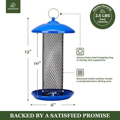 Show full view: Kingsyard Heavy Duty Metal Mesh Bird Tube Feeder, Blue slide 2 of 9