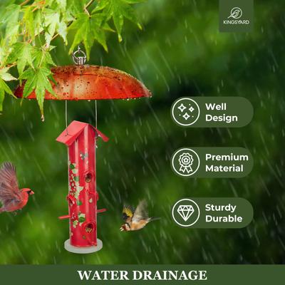 Show full view: Kingsyard Plastic Weather Protective Dome Cover for Bird Tube Feeder, Red slide 3 of 7