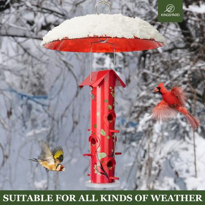 Show full view: Kingsyard Plastic Weather Protective Dome Cover for Bird Tube Feeder, Red slide 4 of 7