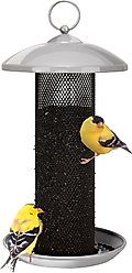 Kingsyard Metal Mesh Finch Bird Tube Feeder, Grey
