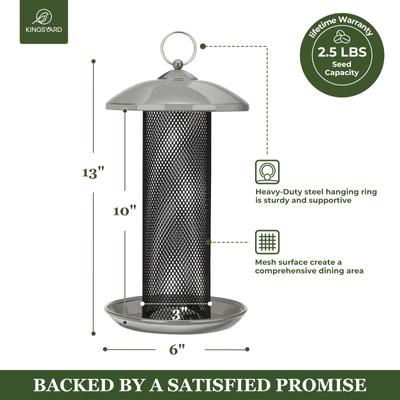 Show full view: Kingsyard Metal Mesh Finch Bird Tube Feeder, Grey slide 2 of 9