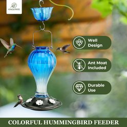 Kingsyard Glass Hummingbird Soda Bottle Feeder, Blue & White, 24-oz, 2 count slide 2 of 7