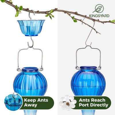 Show full view: Kingsyard Glass Hummingbird Soda Bottle Feeder, Blue & White slide 8 of 10