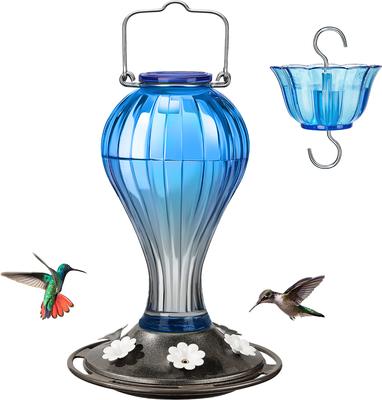 Show full view: Kingsyard Glass Hummingbird Soda Bottle Feeder, Blue & White slide 7 of 10