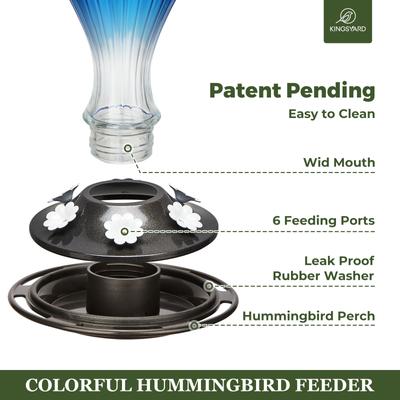 Show full view: Kingsyard Glass Hummingbird Soda Bottle Feeder, Blue & White slide 4 of 10