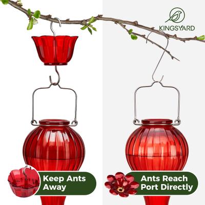 Show full view: Kingsyard Glass Hummingbird Soda Bottle Feeder, Red, 24-oz, 2 count slide 4 of 8