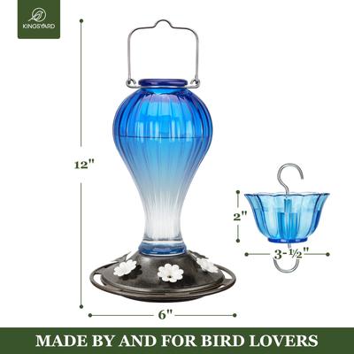Show full view: Kingsyard Glass Hummingbird Soda Bottle Feeder, Blue & White slide 3 of 10