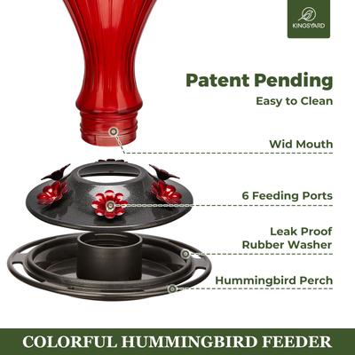 Show full view: Kingsyard Glass Hummingbird Soda Bottle Feeder, Red, 24-oz, 2 count slide 5 of 8