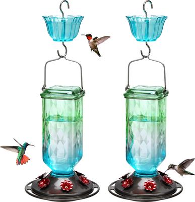 Show full view: Kingsyard Glass Hummingbird Soda Bottle Feeder, Green, Blue & Red, 2 count slide 2 of 8