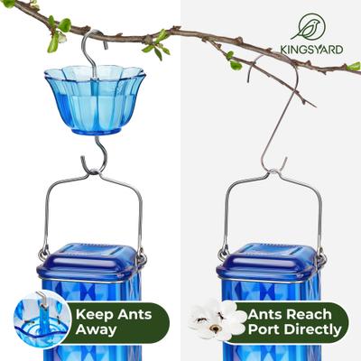 Show full view: Kingsyard Glass Hummingbird Soda Bottle Feeder, Blue & White, 2 count slide 3 of 8