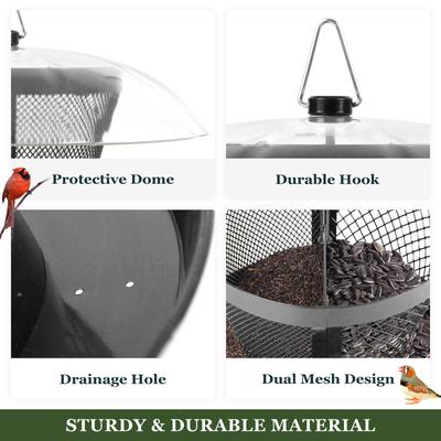 Show full view: Kingsyard Dual-Use Metal Mesh Wild Bird Hopper Feeder, Iron Grey slide 4 of 8