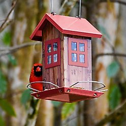 Kingsyard Small Bird House Bird Hopper Feeder, Red slide 2 of 6