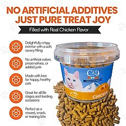 Scoochie Pet Sensations Chicken Filled Crunchy Cat Treats, 8.8-oz tub, 1 count slide 2 of 7