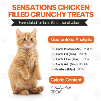 Show full view: Scoochie Pet Sensations Chicken Filled Crunchy Cat Treats, 8.8-oz tub, 1 count slide 7 of 8