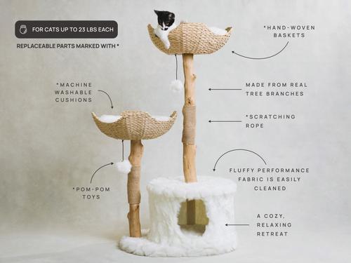Show full view: Mau Cento 46-in Modern Wooden Cat Tree & Condo, White slide 5 of 9