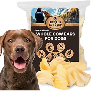 Brutus & Barnaby Puppy Natural Cow Ear Dog Treats, 15 count