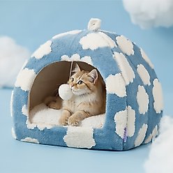 Lesure 2-in-1 Cat Cave Bed, Blue, Medium