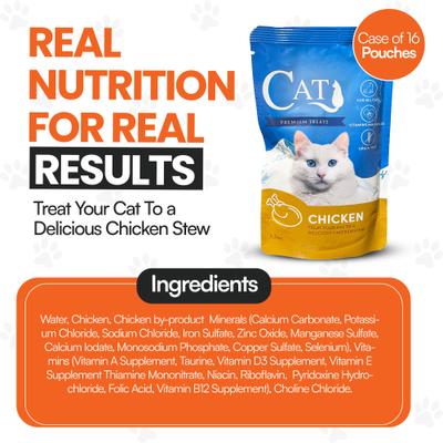 Show full view: Scoochie Pet Premium Gravy Chicken Stew Wet Cat Food Topping, 3.5-oz pouch, case of 16 slide 8 of 8