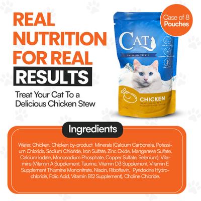 Show full view: Scoochie Pet Premium Gravy Chicken Stew Wet Cat Food Topping, 3.5-oz pouch, case of 8 slide 8 of 8