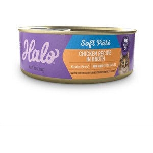 Halo Chicken Recipe Adult Grain-Free Soft Pate Wet Cat Food, 5.5-oz can, case of 12