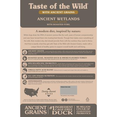 Show full view: Taste of the Wild Ancient Wetlands with Ancient Grains Dry Dog Food, 5-lb bag slide 3 of 10