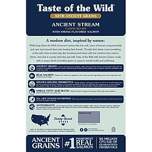 Taste of the Wild Ancient Stream Smoke-Flavored Salmon with Ancient Grains Dry Dog Food, 28-lb bag