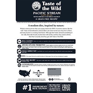 Taste of the Wild Pacific Stream Smoke-Flavored Salmon Puppy Recipe Grain-Free Dry Dog Food, 28-lb bag