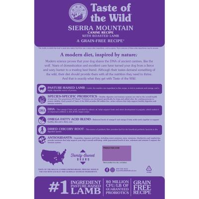 Show full view: Taste of the Wild Sierra Mountain Grain-Free Dry Dog Food, 5-lb bag slide 3 of 9