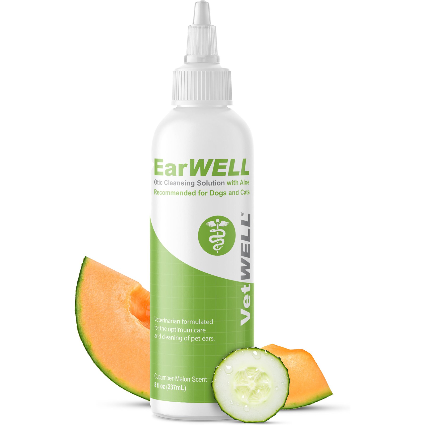 VetWELL EarWELL Otic Cleansing Solution with Aloe Cucumber Melon Scent Dog & Cat Ear Solution, 8-fl oz bottle