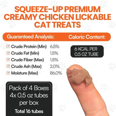 Show full view: Scoochie Pet Squeeze-Up Premium Creamy Chicken Cat Lickable Treats, 0.5-oz tube, case of 16 slide 6 of 8