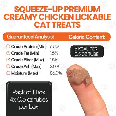Show full view: Scoochie Pet Squeeze-Up Premium Creamy Chicken Cat Lickable Treats, 0.5-oz tube, case of 4 slide 6 of 8