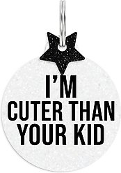 Rebel Dawg "I'm Cuter Than Your Kid" Dog & Cat ID Tag, Clear, One Size