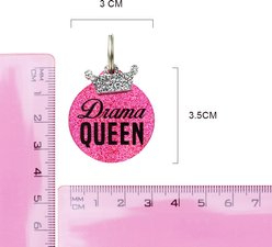Rebel Dawg "Drama Queen" Dog & Cat ID Tag, Pink, One Size slide 2 of 4