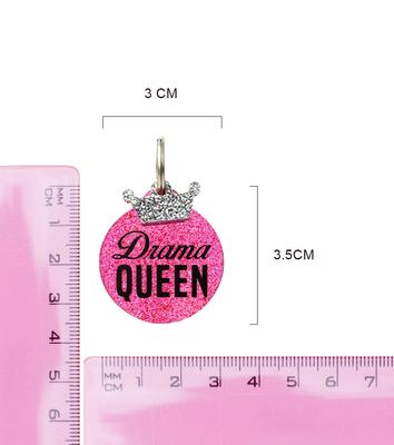 Show full view: Rebel Dawg "Drama Queen" Dog & Cat ID Tag, Pink, One Size slide 4 of 4