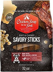 Chicken Soup for the Soul Savory Sticks Real Bacon & Cheese Dog Treats, 32-oz bag