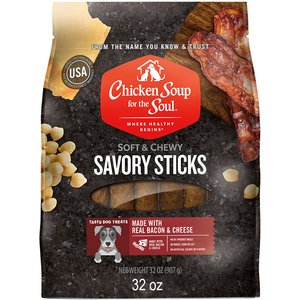 Chicken Soup for the Soul Savory Sticks Real Bacon & Cheese Dog Treats, 32-oz bag
