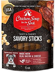 Chicken Soup for the Soul Savory Sticks Real Bacon & Cheese Dog Treats, 5-oz bag