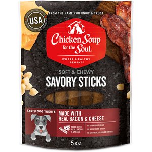 Chicken Soup for the Soul Savory Sticks Real Bacon & Cheese Dog Treats, 5-oz bag