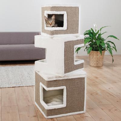 Show full view: TRIXIE Lilo 48.2-in Plush Cat Tree & Condo, White/Brown slide 2 of 6