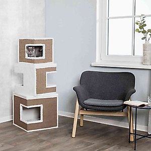 TRIXIE Lilo 48.2-in Plush Cat Tree & Condo, White/Brown