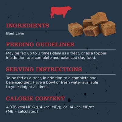 Show full view: Blackwood Single Ingredient 100% Beef Liver Grain-Free Adult Freeze-Dried Dog Treats, 3-oz bag slide 6 of 9