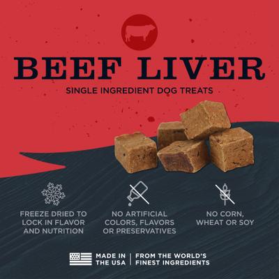 Show full view: Blackwood Single Ingredient 100% Beef Liver Grain-Free Adult Freeze-Dried Dog Treats, 3-oz bag slide 4 of 9