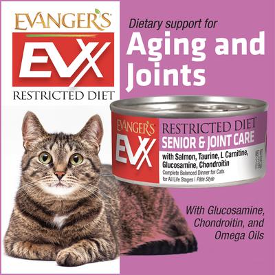 Show full view: Evanger's EVX Restricted Diet Senior & Joint Health Salmon Pate Wet Cat Food, 5.5-oz can, case of 24 slide 3 of 5