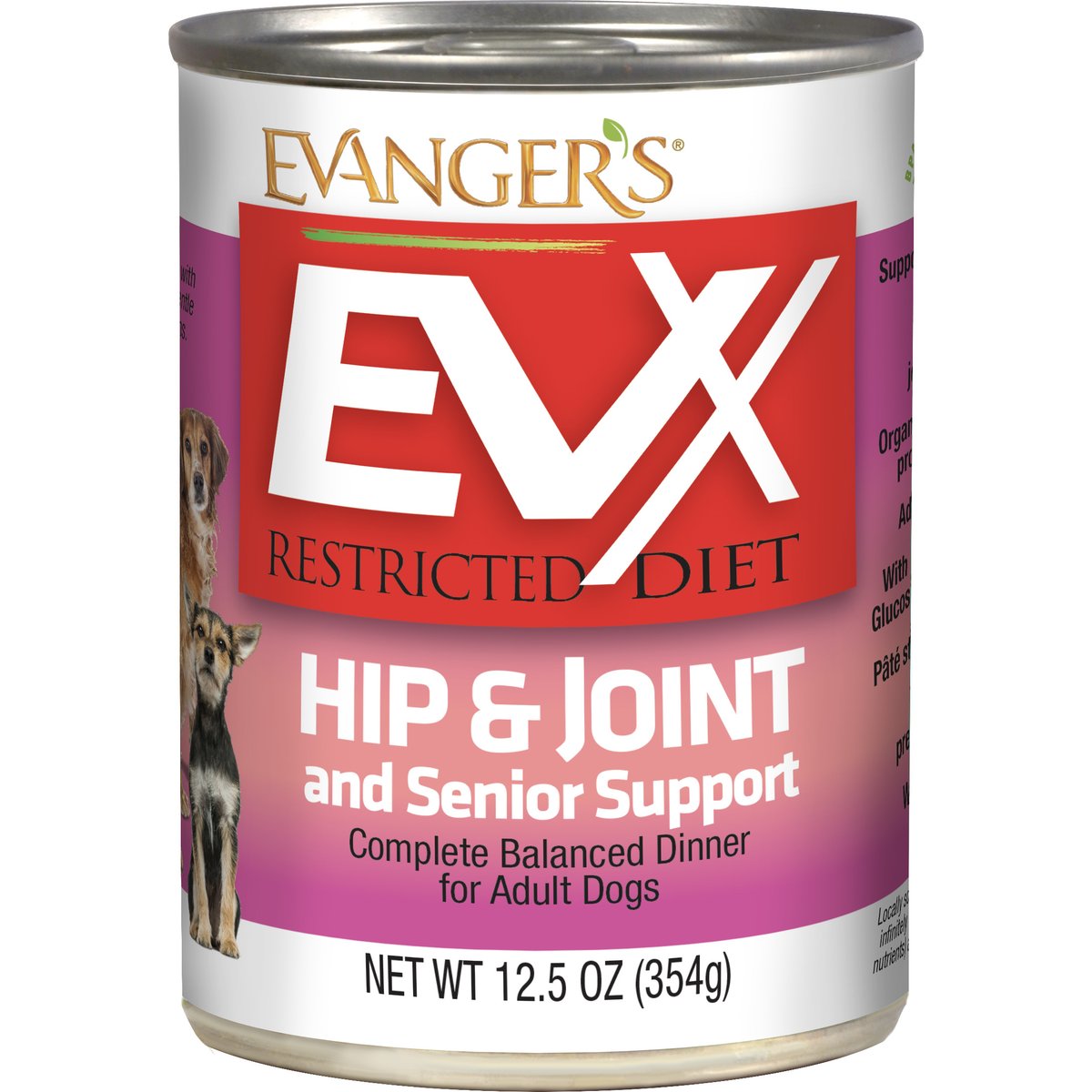 Evanger's EVX Restricted Diet Hip & Joint & Senior Support Salmon Flavor Pate Wet Dog Food, 12.5-oz can, case of 12