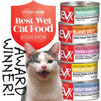 Show full view: Evanger's EVX Restricted Diet Urinary Tract Boneless Chicken Stew Wet Cat Food, 5.5-oz can, case of 24 slide 7 of 10