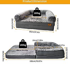 BingoPaw Plush Orthopedic Foldable Dog Bed, Giant, Grey slide 2 of 9