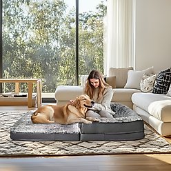 BingoPaw Plush Orthopedic Foldable Dog Bed, Giant, Grey