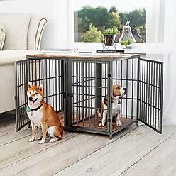 BingoPaw Heavy Wooden Dog Kennel, Black, Large