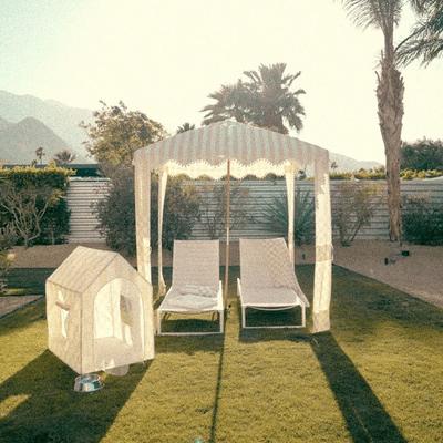 Show full view: Minnidip the Checker Cabana Stripe Pup-ana Dog Tent, Beige slide 4 of 5